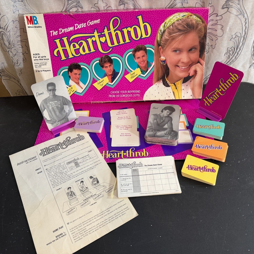 Heart Throb Dream Date Board Game 1988 Vintage 80s Sleepover Boyfriend Dating MB
